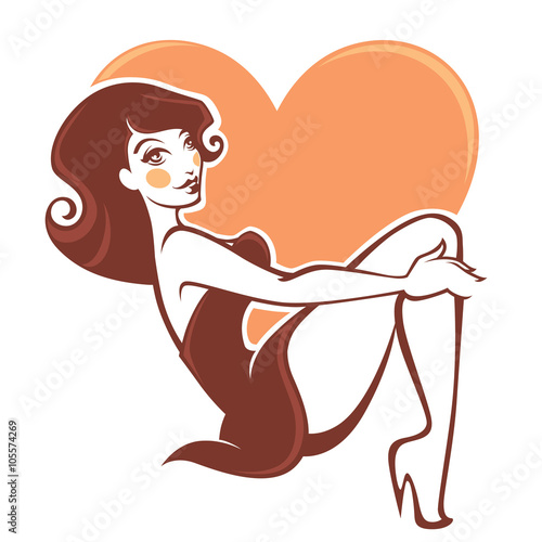 sexy pinup girl and big heart