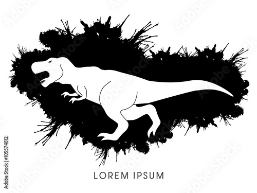 T rex dinosaur designed using splash ink graphic vector
