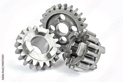 Three metal gears