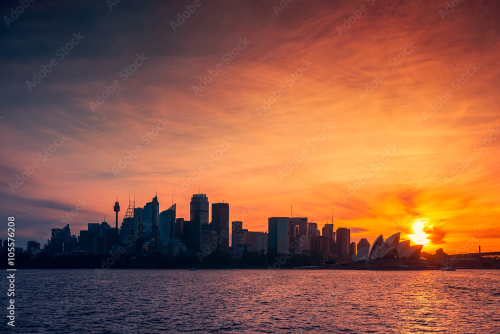 Sydney city skyline silhouette