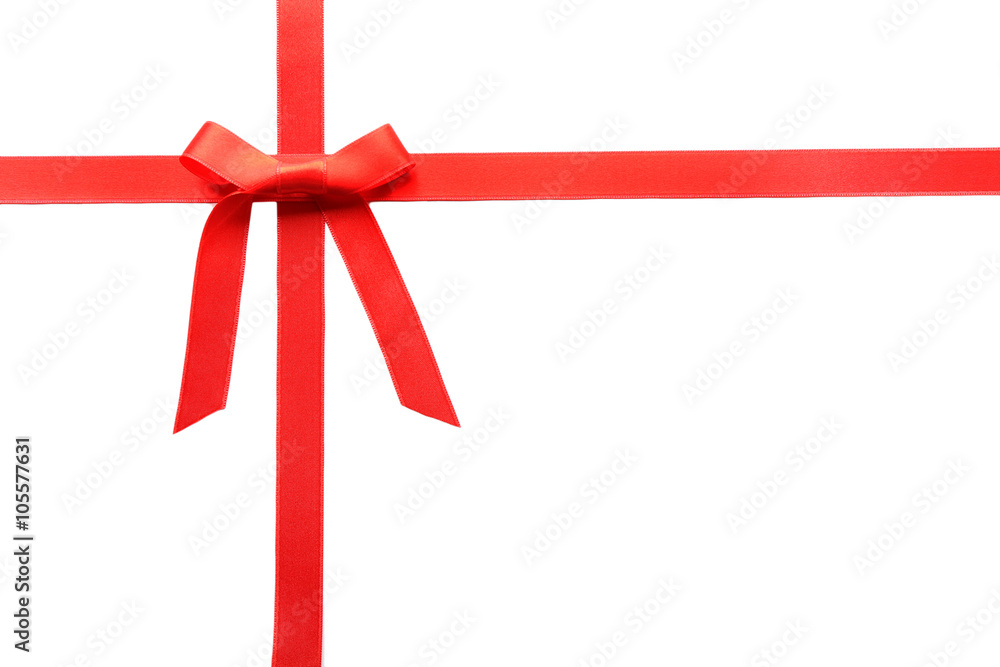 red bow and ribbons, isolated on white red bow and ribbons, isolated on white
