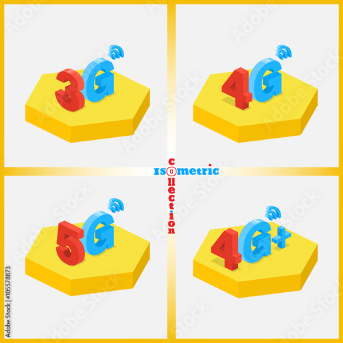 Set of icons of wireless mobile communications