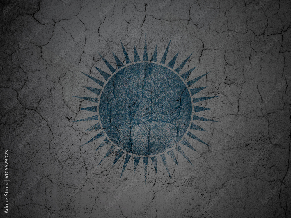 Tourism concept: Sun on grunge wall background