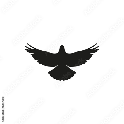 flying bird silhouette on white background style