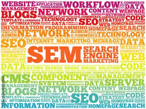 SEM (Search Engine Marketing) word cloud business concept