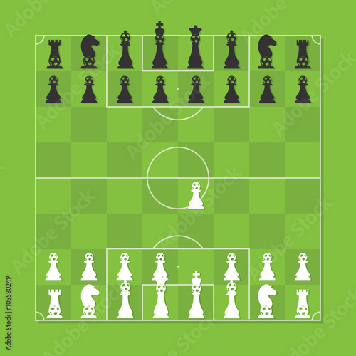 Chess Board with Chess Figure Stylized Football / Soccer Tactic Table