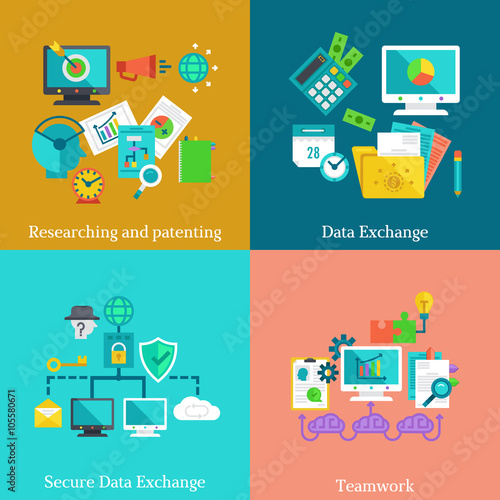 Business flat illustration concepts set.