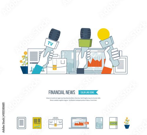 Financial news and strategy, planning strategy concept.  Press conference.