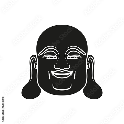 Head of Fat Buddha. Vector illustration isolated on white
