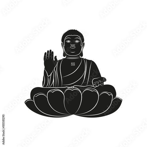 Tian Tan Buddha. Vector illustration isolated on white