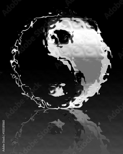 Fototapeta Silver yin yang symbol