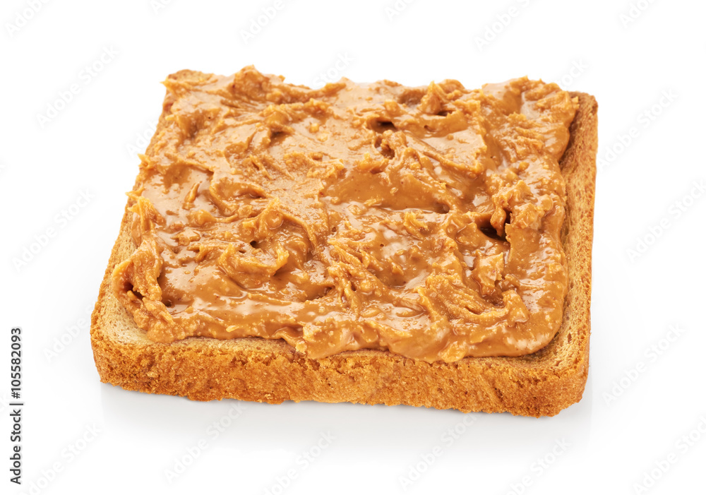 Toast with peanut butter isolated on white background. Toast with peanut butter isolated on white background.