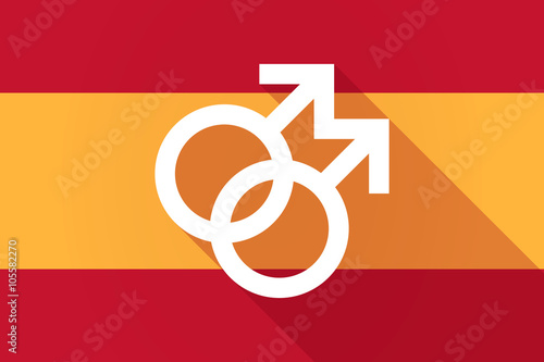 Spain  long shadow flag with a gay sign