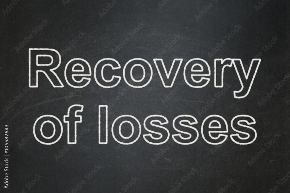 Banking concept: Recovery Of losses on chalkboard background Banking concept: Recovery Of losses on chalkboard background