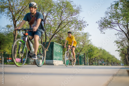 Blurred exercise by bicycling