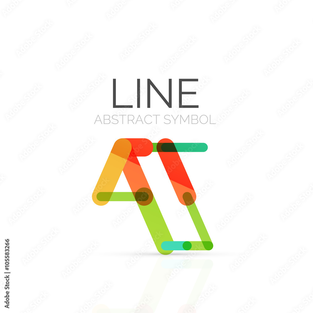 Linear abstract logo, connected multicolored segments of lines geometrical figure Linear abstract logo, connected multicolored segments of lines geometrical figure
