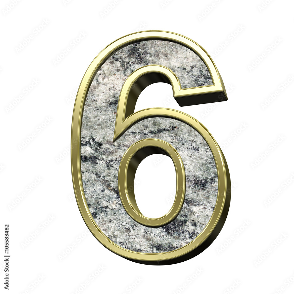 Number from granite with gold frame alphabet set isolated over white. Computer generated 3D photo rendering. Number from granite with gold frame alphabet set isolated over white. Computer generated 3D photo rendering.