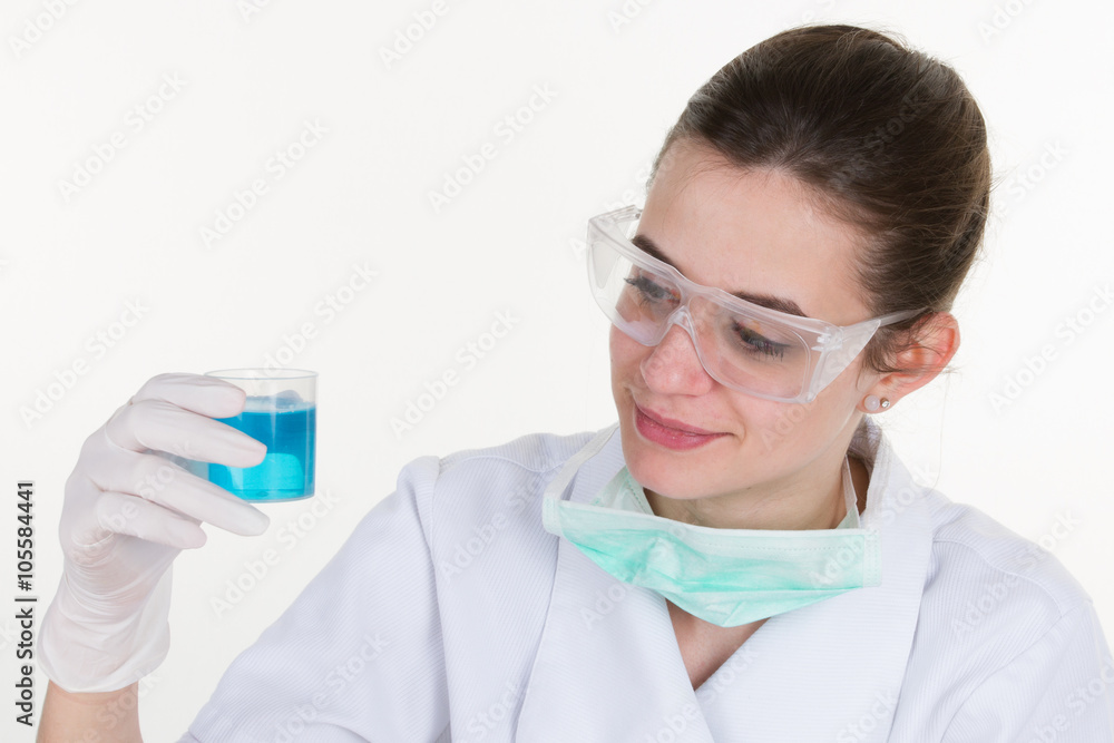 Women are working in research laboratories ISOLATED ON WHITE Women are working in research laboratories ISOLATED ON WHITE