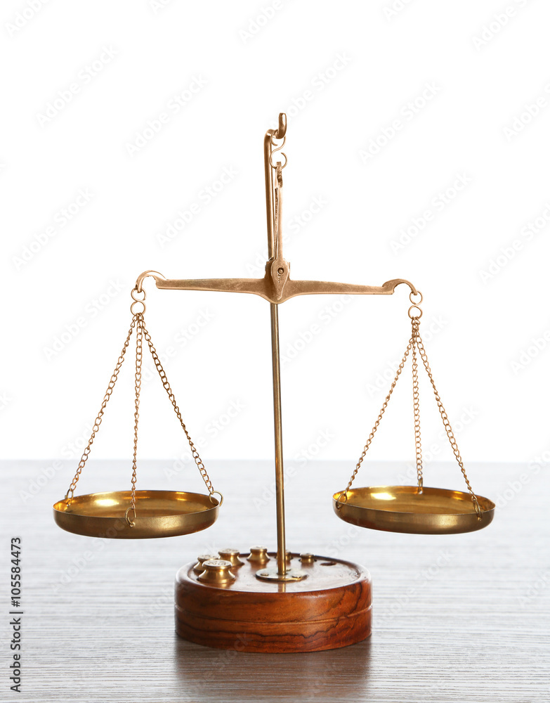 Justice scales on white background Justice scales on white background