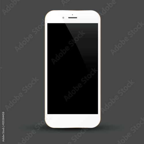 White smartphone realistic vector illustration isolation. Modern style mobile phone.