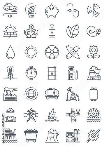 Green energy and industry icon set