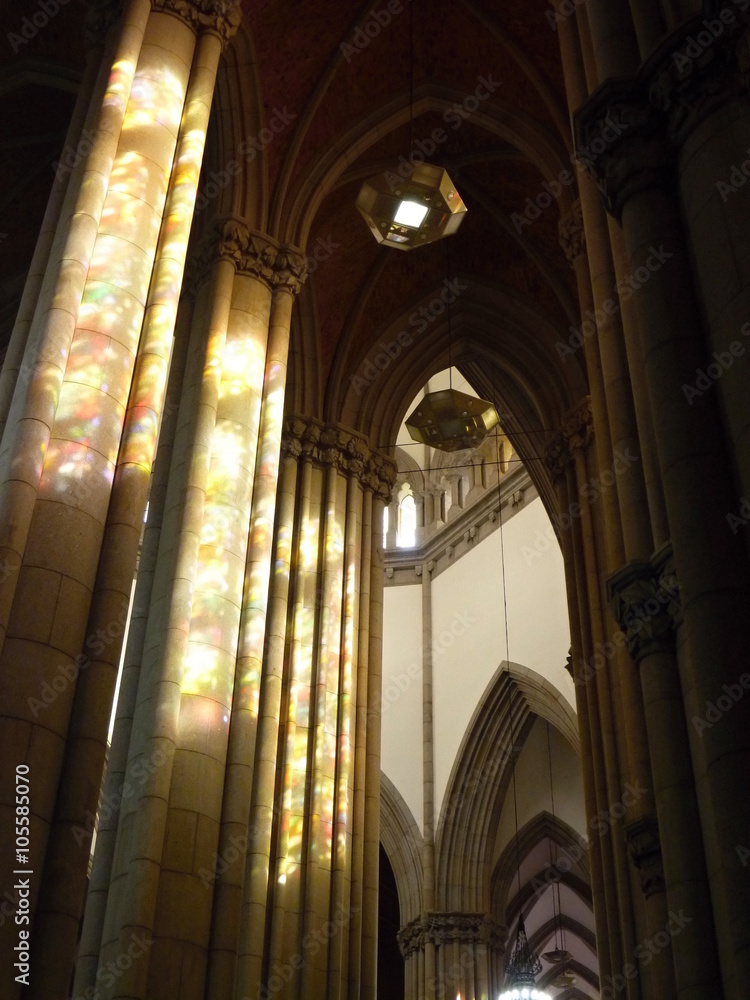 Fototapeta premium colorfully enlightened interior of cathedral in sao paulo