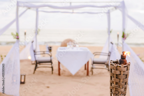 blurry romantic dinner setting