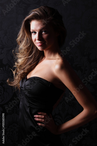 Beautiful girl in black dress 
