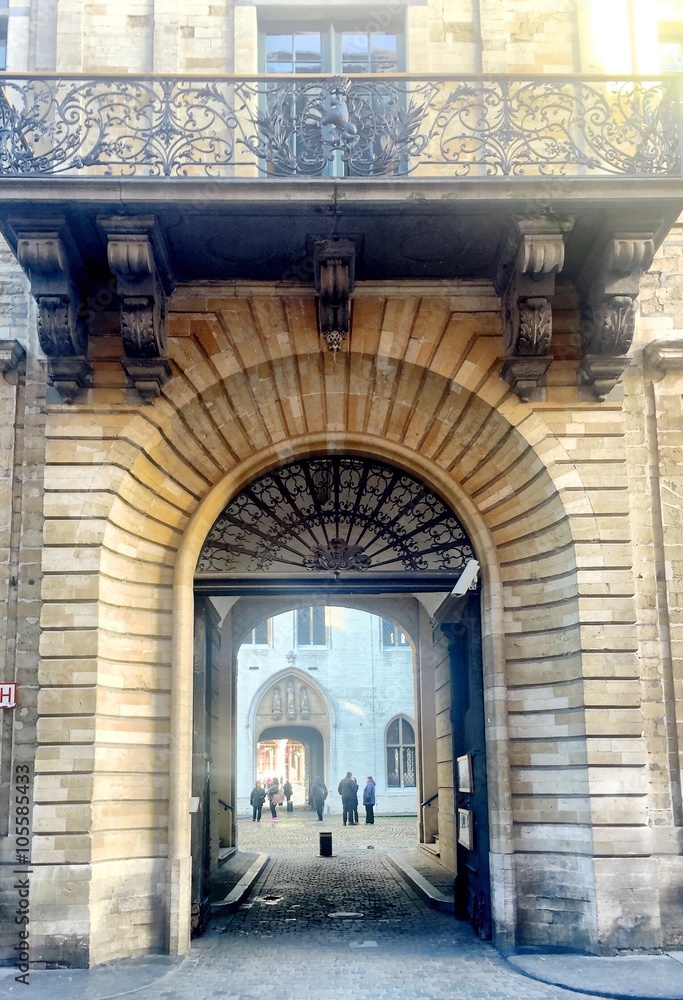 vintage entrance of a classical building in europe