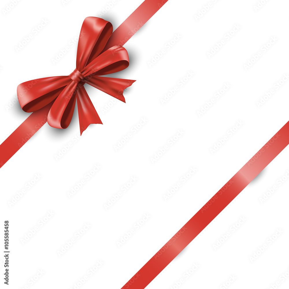 Red ribbon with bow isolated on white background. Vector Red ribbon with bow isolated on white background. Vector