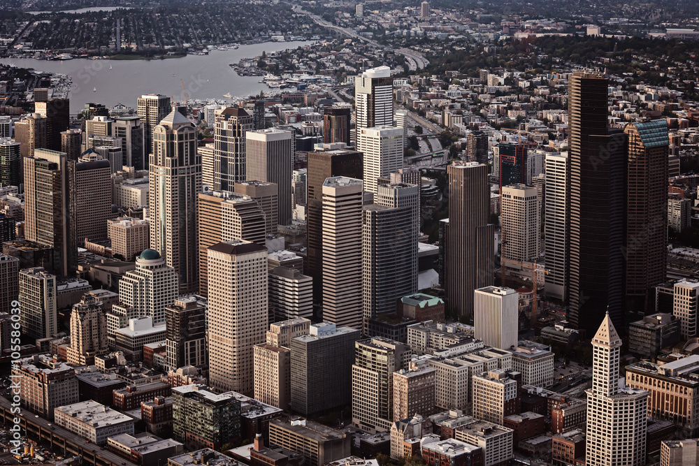 Obraz premium Downtown Aerial View – Seattle