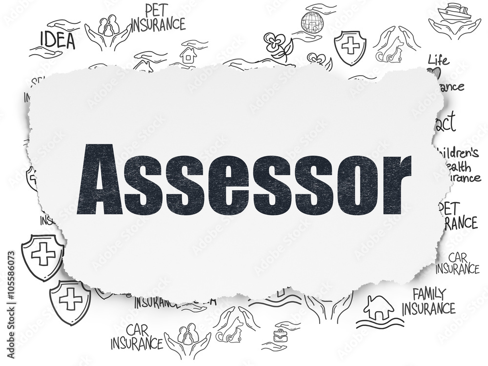 Insurance concept: Assessor on Torn Paper background
