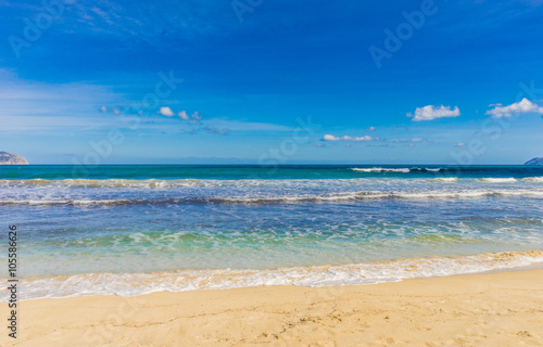 Ocean view at sand beach Platja de Muro Majorca Spain