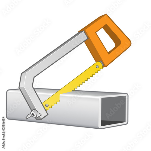 Sierra de hierro cortando un trozo de metal