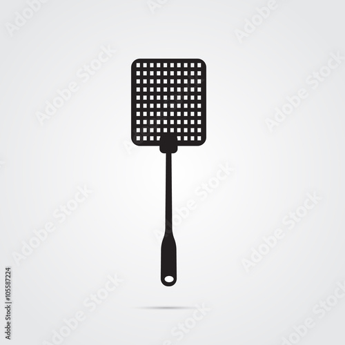 Slika na platnu Fly swatter icon black and white, gray scale background