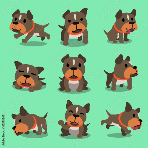 Cartoon character pit bull terrier dog poses