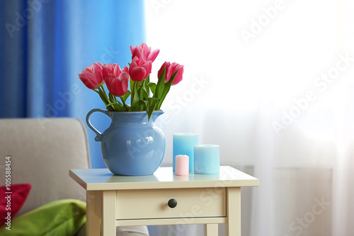 Bouquet of pink tulips in a...