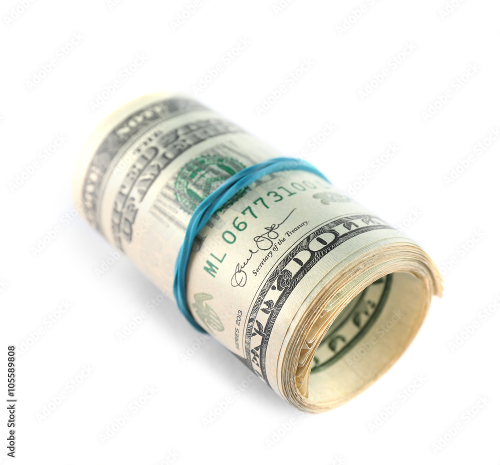 Dollar banknotes isolated on white Dollar banknotes isolated on white