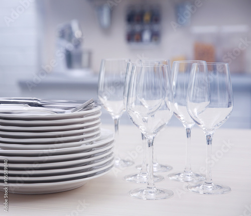 Prepared clean dishes for d...