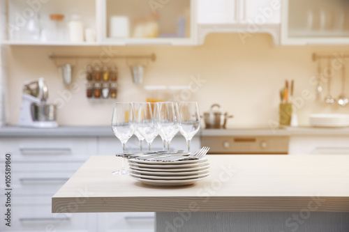 Prepared clean dishes for d...