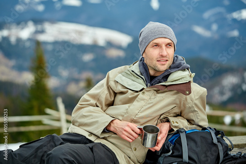 Wallpaper Mural hiker in the mountains Torontodigital.ca