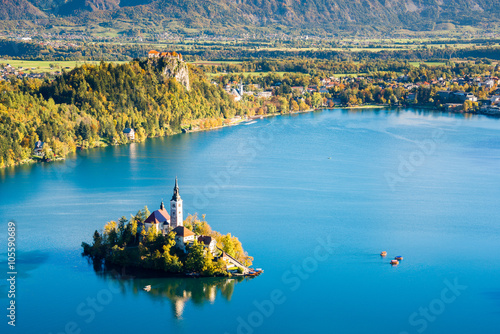 Panoramic view of Lake Bled from Mt. Osojnica, Slovenia photo