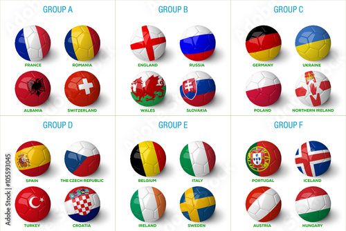 Soccer balls with country flag isolated on the white background. 