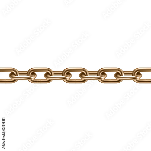 Metal golden chain 3D. Vector illustration.
