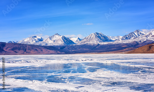 View of Sayan Mountains from Hovsgol Lake