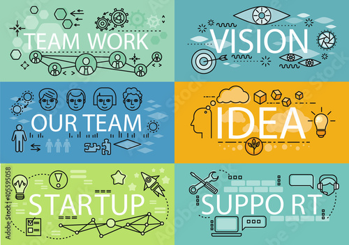 Banners Set Idea Startup Teamwork