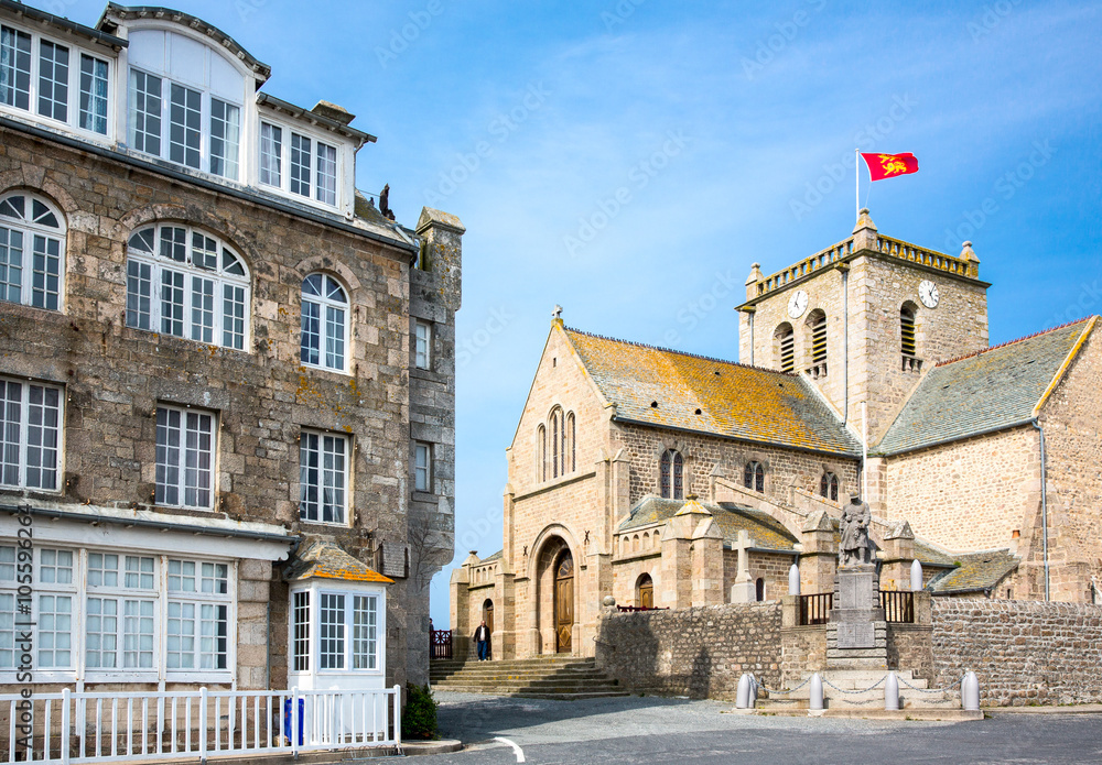 France, Normandy, Barfleur, the old church of the village.