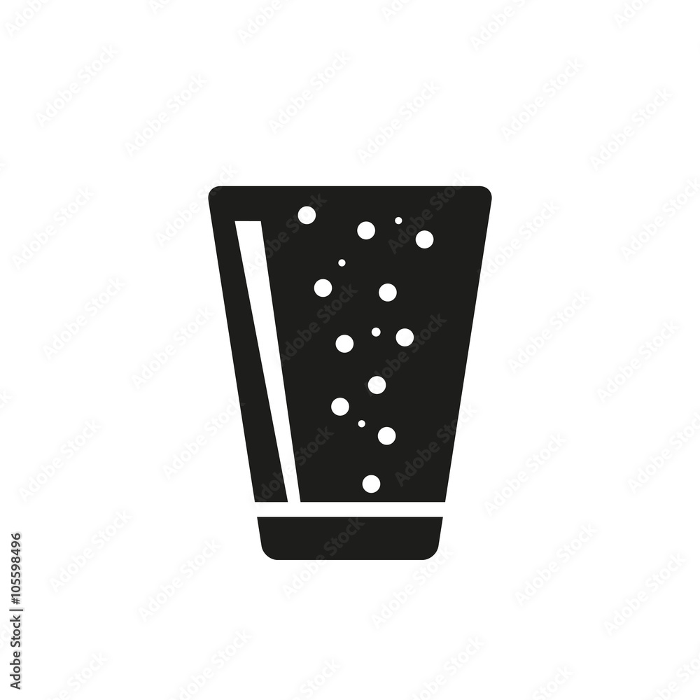 Soda in simple black vertical glass icon Soda in simple black vertical glass icon