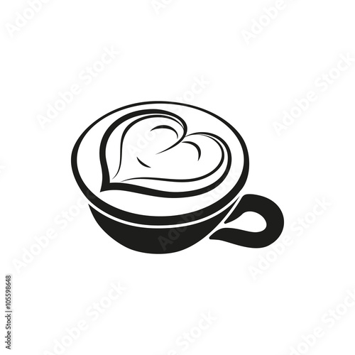 Cappuccino cup with hearts design on top