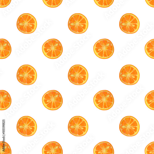 Seamless pattern with watercolor slices of orange